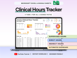 Clinical Hours Tracker Google & Excel Spreadsheet