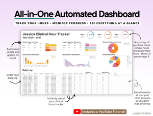Clinical Hours Tracker Google & Excel Spreadsheet